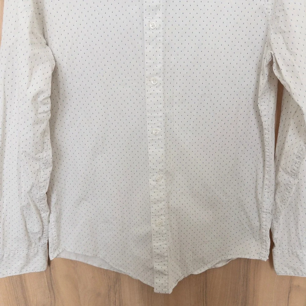 Abercrombie & Fitch Mens Button Down Shirt Size M White Micro Dot Stretch Preppy